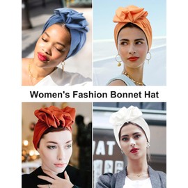 ZURLEFY Bonnet Turban Hats for Women, Ladies Turbans and Head Wraps, Rust Hair Wraps for Women Fashion Accessories(30-7)