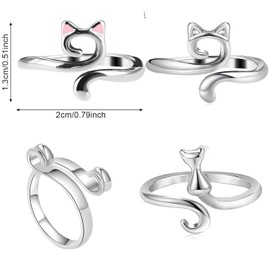 4Pcs Knitting Crochet Loop,Adjustable Knitting Crochet Loop Ring,Finger Yarn Guide,Ring,with Animal Shape Open Finger Ring