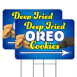 Vista Flags Deep Fried Oreo Cookies Arrow 2 Pack Double-Sided Yard Signs 16" x 24" with Meta