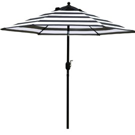 Sunnyglade 7.5' Patio Umbrella Outdoor Table Market Umbrella with Push Button Tilt/Crank, 6 Ribs (Black and White)