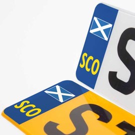 stika.co Set of 2 SCO Scotland Flag Reflective Car Number Plate Stickers – UK Road Legal Badge Vinyl Decals