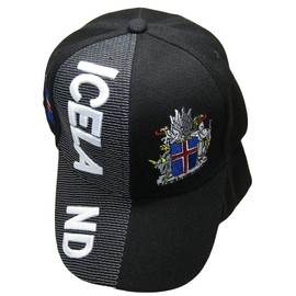 Trade Winds Iceland Country Black White Letter 3-D Patch On Side Embroidered Hat Cap