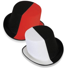 KarnevalsTeufel Hat Two-Tone Black/White/Black/Red Size Approx. 58 cm Hat Headgear (Black/Red)