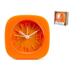 H&h Sveglia Quadrata in Gomma, 8 cm, Arancio
