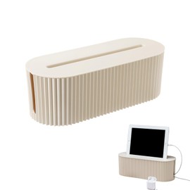 Sunny Glow Outlet Box, Wire Hidden, Cable Box, Cord Hidden, Storage, Stylish, Smartphone Place, Indoor, Bedroom, Living Room (Beige)