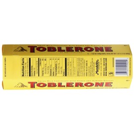 Toblerone Swiss Milk Chocolate with Honey and Almond Nougat, 6 - 100g Bars, Total Net Wt 600g, 3.52 Ounce (Pack of 6)