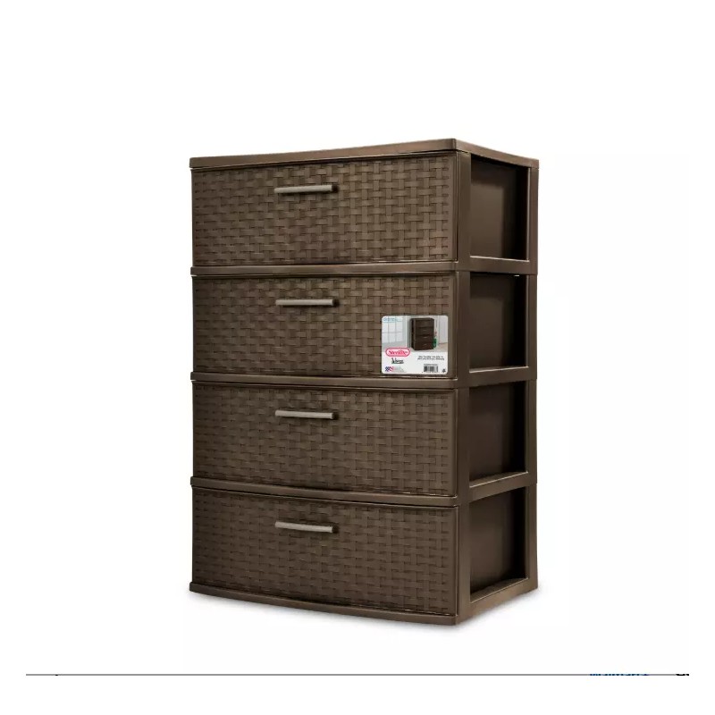 Sterilite 4 DRAWER WIDE WEAVE TOWER Durable Plastic Storage Spacious