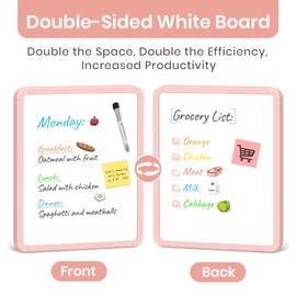 Small Double-Sided White Board Dry Erase Board For Wall, 14"x11" Hanging Whiteboard for Door, Mini Dry Erase Board with a black dry erase marker, Small Whiteboard for Kids Students, Back To School, Pk