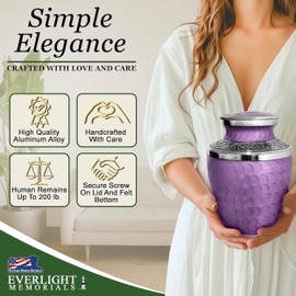 Large Adult Cremation Urn for Human Ashes – Elegant Purple Reflections, Decorative Funeral & Burial Memorial for Men & Women (Purple Enamel, Adult Large)