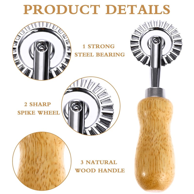 Pasta Cutter Wheel,Ravioli Stamp Cutter with Roller Zinc Alloy Noodle