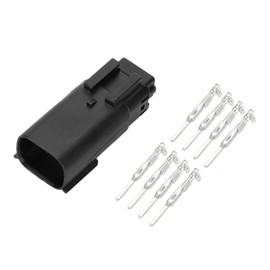INFINAUTO 8 Pin Headlight Waterproof Connector Plug, 1.5mm Series Male Wire Terminal Connector for Ford for Buick Plastic Copper Black, 1 Set