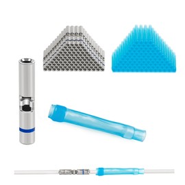 JRready 100Set M81824/1 Series IP68 Waterproof Butt Splice Connector Kit Blue Heat Shrink Butt Connectors 20-16 AWG (M81824/1-2 Equivalent) with Copper Splice & PVDF Heat Shrink Tubes ST6389-16-100