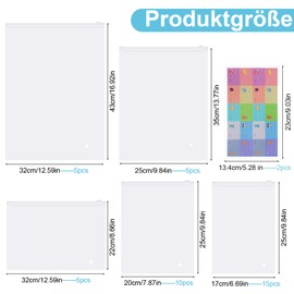 Xialvyu Zip Bags, Pack of 40 Zip Bags in 5 Sizes with 2 Label Sheets, Reusable Frosted Plastic Bags for Storing Clothes and Cosmetics at Home or Travel