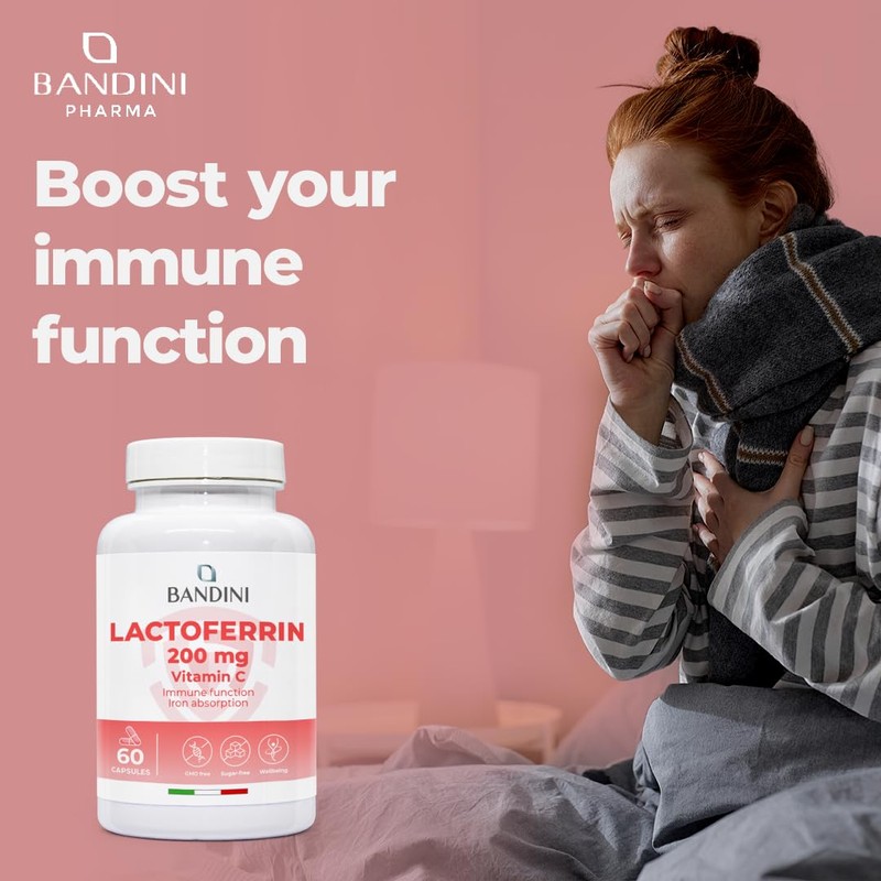 Bandini® Lactoferrin 60 Capsules - 200mg Lactoferrine + 60mg Vitamin