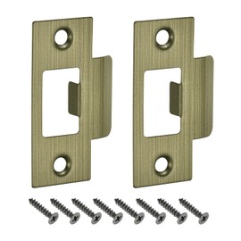 uxcell T Door Strike Plate, 2Pcs 70mm x 40mm 201 Stainless Steel Latch Deadbolt Strike Plate for Door Frame Door Jamb, Bronze