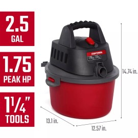 CRAFTSMAN 2.5 gal Corded Wet/Dry Vacuum 3 amps 120 V 1.75 HP CMXEVBE17250