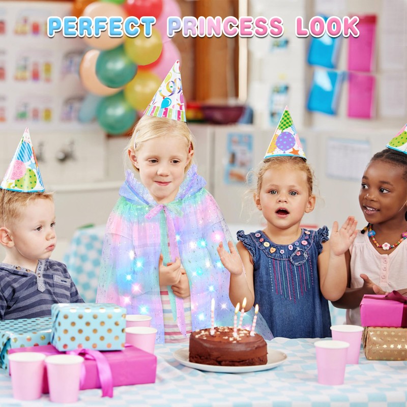 Goenb Light up Princess Cape Clothes for Girls Aged 3-10,