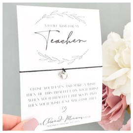 Teacher Wish Bracelet | Thank You to your Teacher | Special Teacher Thanks | Grateful | Apple Charm Modern Bracelet Greeting Card