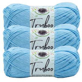 (3 Pack) Lion Brand Yarn Truboo Yarn, Light Blue
