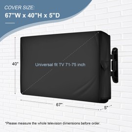 ULTCOVER Waterproof TPE Fabric Outdoor TV Cover with Anti-scratch Liner for 71-75 inch Outside Flat Screen Televisions