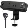 Desk Clamp Power Strip with USB C, 3 Outlet Desktop