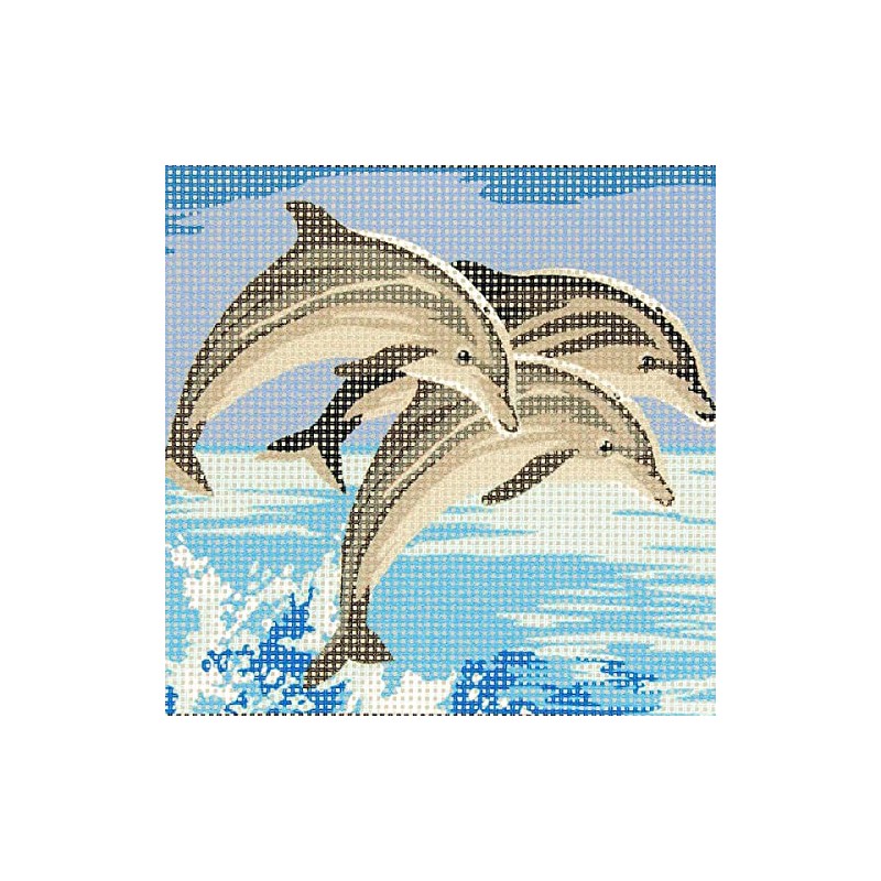 Distrifil Dolphin Trio Canvas Wall Art 6x8 inch