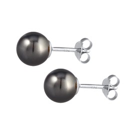 Nenalina stud Earrings with 8 mm black Pearls, Handmade of 925 sterling silver, 842401-197