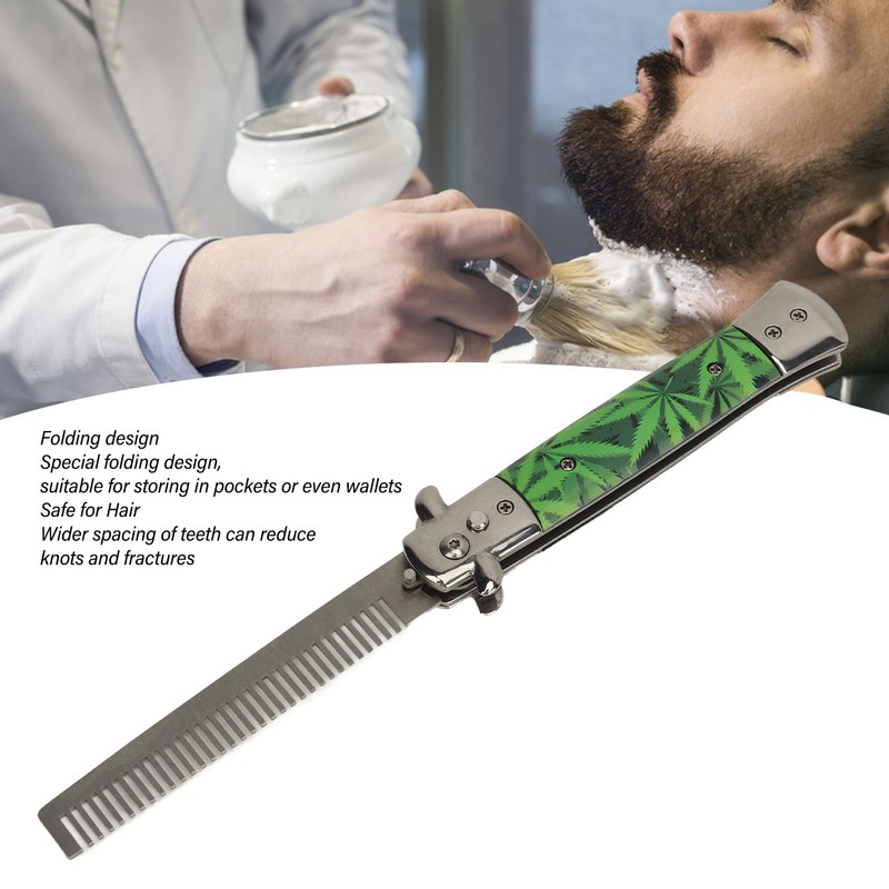Switchblade Comb Stainless Steel Spring Comb Portable Pocket Beard Hair