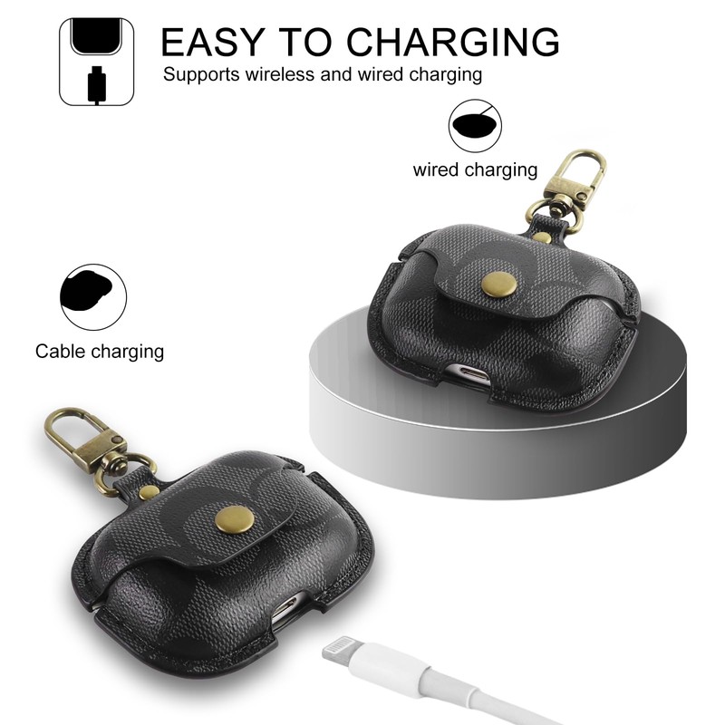 Leather Case for AirPods Pro 3, Shockproof Cover with Keychain,