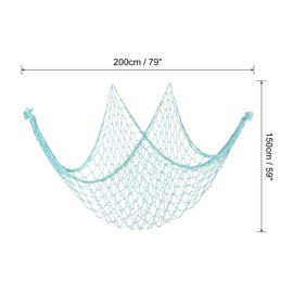 PATIKIL Fishing Net Decor, 80" x 60" Mediterranean Style Photographing Decoration Natural Fish Net Party Accessory for Home Bedroom, Blue
