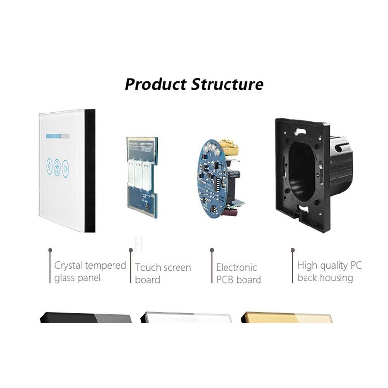 Wall Fan Touch Switch EU Standard Fan Speed Switch White