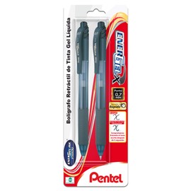 Pentel De México Bl107Bp2-A Bol Energel X, Tinta Negra, 0.7 Mm Blíster 2 Piezas,,, Pack Of/Paquete De 2