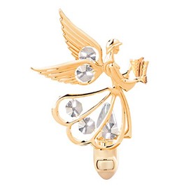 Mascot Night Light Angel with Hymnal 24k Gold Plated w/Clear Mascot Crystal - Gift, Home Décor, Ideal for Kids Bedroom, Nursery, Bathroom, Hallway nightlight Room Decoration