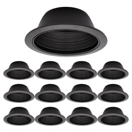PROCURU 12-Pack 6-Inch Recessed Baffle Can Light Trim, Full Metal Step Metal Reflector with Ring, Oil Rubbed Bronze, Dark Brown (B631RB-12P)