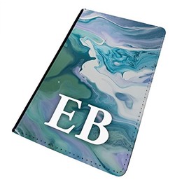 WTF | Marbled Ink Monograms (5) | Printed Art Faux Leather Passport Cover/Luggage Tag | MI5 (Passport Holder)