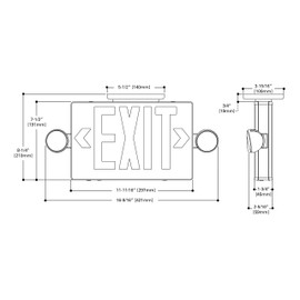 Sure-Lites APCH7R Combo Unit, Integrated Exit Sign with (2) LED Emergency Light Heads, Red