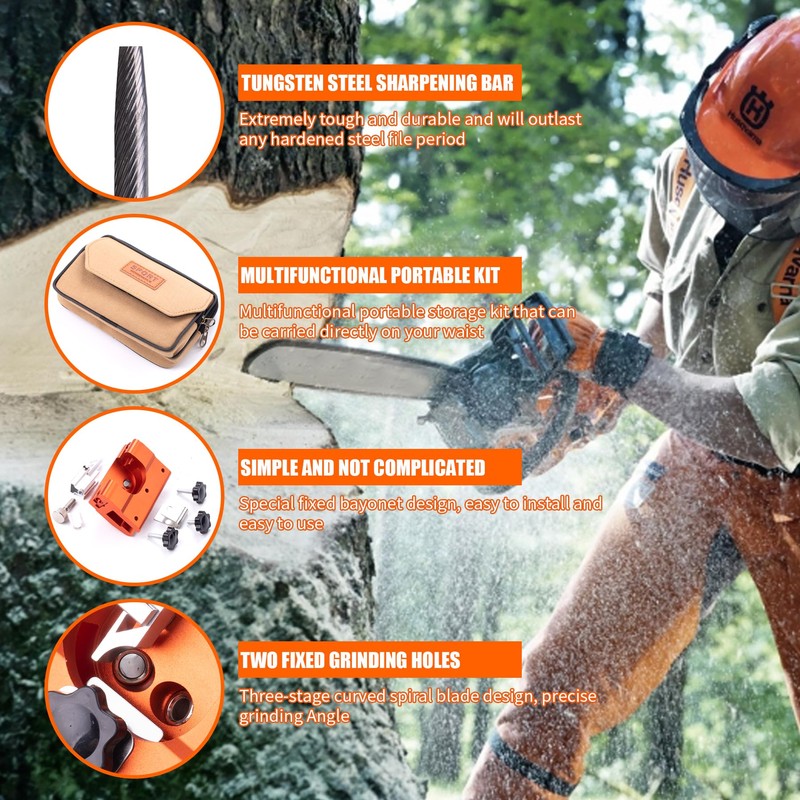 MRELC Chainsaw Sharpener, Chainsaw Sharpening Jig Kit, with Tungsten Burr