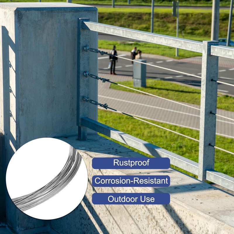 sourcing map 0.024" (0.6mm) 304 Stainless Steel Cable Wire Rope