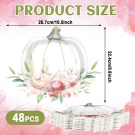 Justforjoyful 48Pcs Fall Pumpkin Shaped Paper Plates Little Pumpkin Baby Shower Party Decorations Disposable Gray Pink Tableware Boho Autumn Dinnerware Set for Baby Shower Birthday Party Thanksgiving
