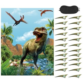 Outus Dinosaur Theme Party Games Pin The Tail on The Dinosaur Game Birthday Party Game Circus Pin Game and Activities for Boys Girls Dinosaur Theme Party Supplies Decorations Indoor Outdoor