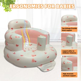 AGITVPS Inflatable Baby Seat for Babies 3-36 Months, Built in Air Pump Baby Chair Sit Me up Floor Seat for Baby, Bumbo Seat for Learning to Sit, Feeding, Camping (Love Bunny)
