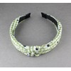 green White gingham turban knot headband plaid fabric covered band