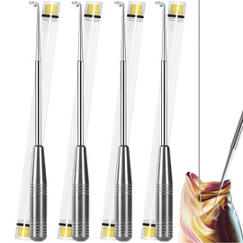 Fish Hook Remover Tool, Fishing Hook Quick Removal Descending Device, Fishing Gear Security Equipment Kits for Adult, Hook Extractor Accessories Detacher Tools with 4PCS Storage Tube (‎Silver)