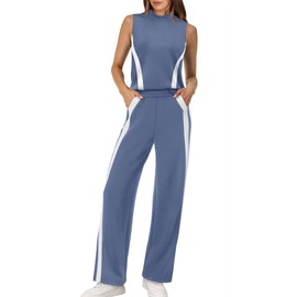 XIEERDUO Two Piece Sets for Women Summer Outfits Beach Vacation Clothes Luxury Fashion Lounge Matching Sets Women Clothing Travel Airport Blue M