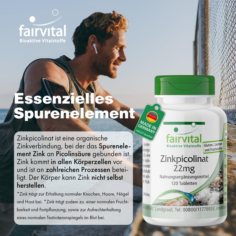 fairvital, Zinc picolinate 22 mg, 120 tablets, 22 mg zinc