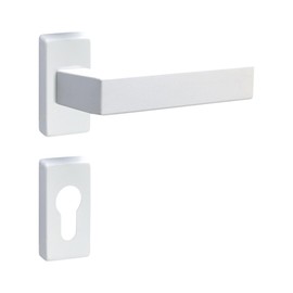 Gedotec Narrow Frame Handle Set Aluminium 1 Set Door Fitting Door Handle Room Door on Narrow Rosette PZ Cylinder Handle Pair White Push 1317 Door Set Including Mounting Material