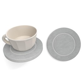 Sweet Elegance® Water Absorbent Diatomite Set of 2 Coaster Round Coasters Circle Grooved Design Water Absorbing Stone Non-silp Durable Cup Mats Table Ornament Decorations for Home Festival (Gray)