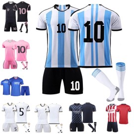Camiseta de Fútbol Para Niños, Conjunto de 3 Piezas de Ropa Deportiva Fútbol para Jóvenes, Camiseta Regalo para Aficionados, Adecuado niños y niñas Regalos vacaciones (ZQWLS-10, 22)