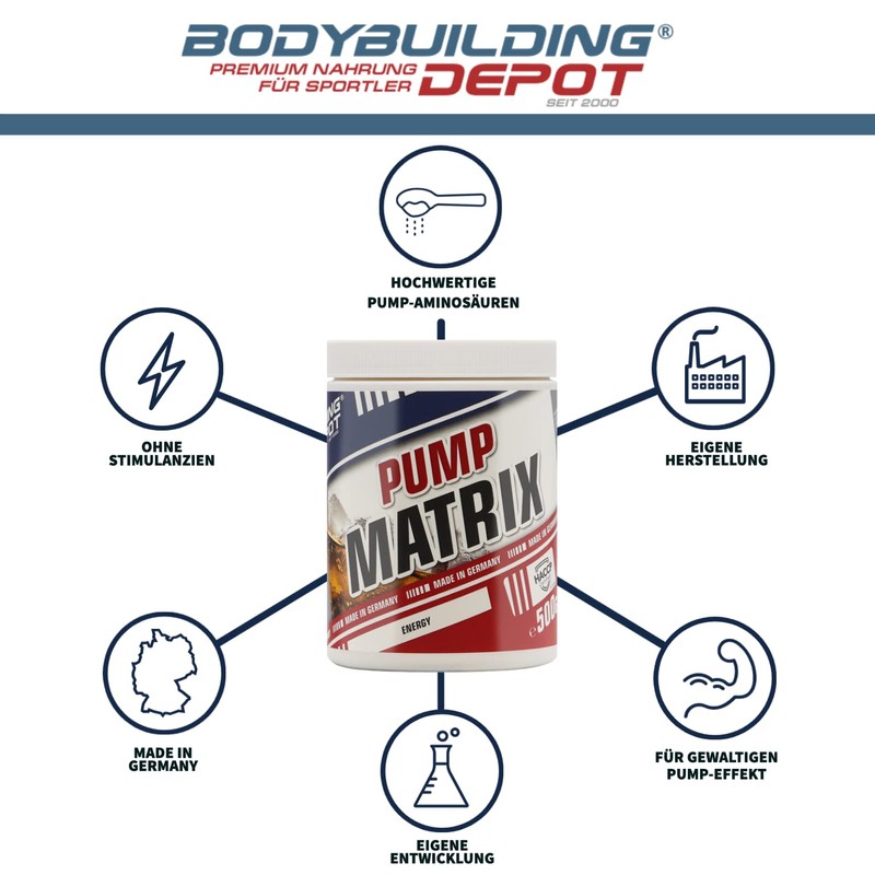 Bodybuilding Depot Pump Matrix 500 g, Pre Workout Booster without