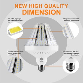 80W LED Corn Light Bulb 2-Pack ，5000K Daylight White Lamp,12000 Lumen LED Corn Bulbs， 600W Equivalent，E26/E39 Medium Mogul Base, Large Area Lights For Outdoor Indoor Garage Warehouse Factory Workshop